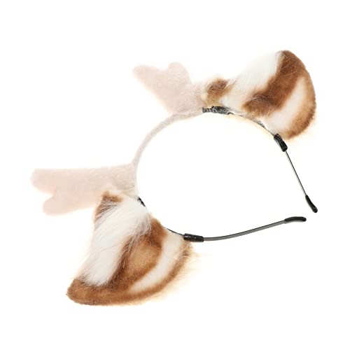 DEARMAMY 1stk Stirnband Mit Hirschhornohren Elch-stirnband Süßes Stirnband Rentiergeweih Kostüm Party-haarbänder Cosplay Partybevorzugungsgeschenk Kopfbedeckung Haarzubehör Stoff Weiß von DEARMAMY