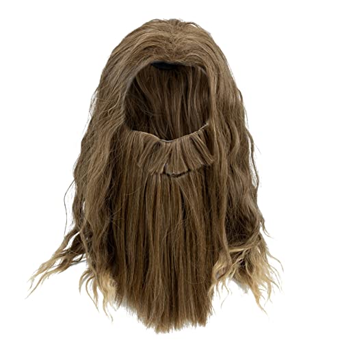 DEARMAMY 1stück Curly Wig Mit Fake Beard Für Goldbraune Cosplay Perücke Für Halloween Und Partys Hochwertige Synthetik Für Kreative Rollenspiele Und Kostüme von DEARMAMY