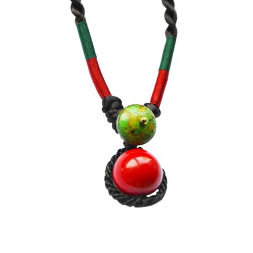DEARMAMY 1stück Ethnische Handgefertigte Halskette Mit Geflochtenem Design Für Damen Rote Kugel Clavicle Kette Boho Schmuckstück Für Alltag von DEARMAMY
