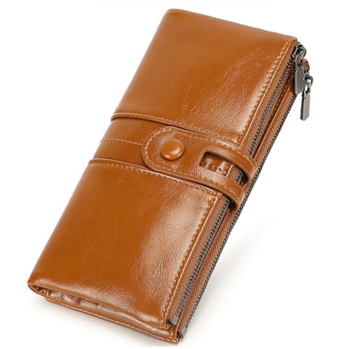 DEARMAMY 1stück Vintage Damen Geldbörse Aus Pu Antimagnet-Funktion Langer Handtasche Im Retro-Stil Praktischer Geldbeutel Für Frauen Khaki von DEARMAMY