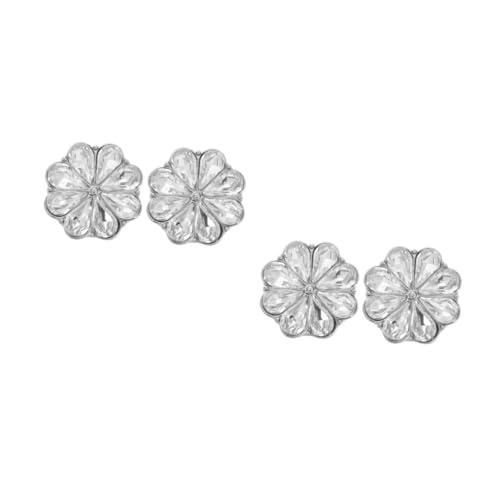 DEARMAMY 2 Paar Blumen-manschettenknöpfe Klassische Manschettenknöpfe Modischer Manschettenknopf Blumen-smoking-manschettenknöpfe Manschettenknöpfe Für Business-anzüge Strasssteine Silver von DEARMAMY