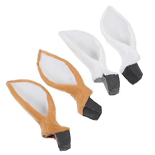 DEARMAMY 2 Paare DIY Hirschgeweih Haarreif Realistische Reh Ohr Deko Braun Weiß Langlebige Kopfschmuck Accessoires für Party Fotografie Kostüm und Fest von DEARMAMY