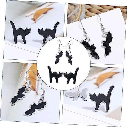 DEARMAMY 2 Paare Halloween Ohrringe Damen Fledermaus und Ohrhänger Ohrschmuck Kreative Ohrdekoration Sicheres Material Hautfreundlich Geschenkidee für Mottoparty von DEARMAMY