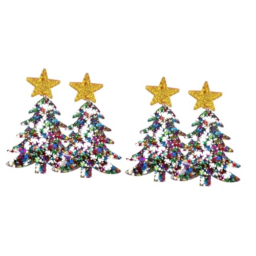DEARMAMY 2 Paare Leichte Farbige Weihnachtsbaum Ohrstecker für Damen Einzigartige Ohrhänger zu Weihnachten Schmuckgeschenk für Frauen zu Geburtstag Hochzeit Silvester und Alltag von DEARMAMY