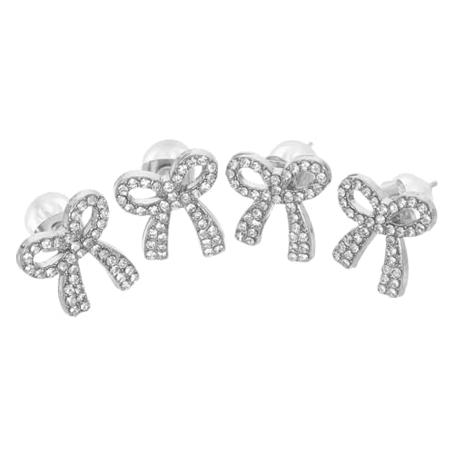 DEARMAMY 2 Paare Leichte Strass Schleifenohrringe aus Zinklegierung für Damen Funkelnde Ohrstecker mit Luxuriösem Design Hautfreundlich und Vielseitig für Partys und Besondere Anlässe von DEARMAMY