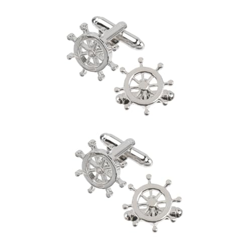 DEARMAMY 2 Paare Manschettenknöpfe für Herren im Design Eines Schiffslenkrads Stilvolle Cufflinks für Hemden für Festliche Anlässe Modisches Accessoire von DEARMAMY