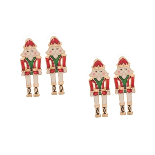 DEARMAMY 2 Paare Nussknacker Ohrringe Damen Hängend Weihnachts Schmuck Cartoon Design Geschenk für Mädchen Festival Valentinstag Hochzeit Alltag von DEARMAMY