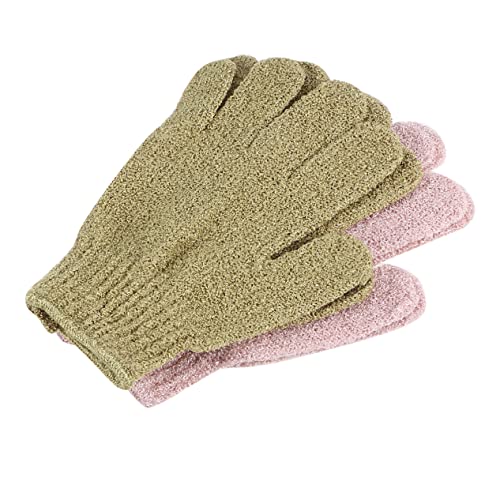 DEARMAMY 2 Paare Peeling Finger Duschhandschuhe zur Körperwäsche Rückenmassage Körperpeeling für Männer und Grün von DEARMAMY