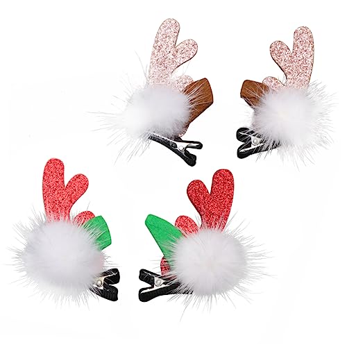 DEARMAMY 2 Paare Weihnachtliche Haarklammern Rentiergeweih Niedlich Festlich für Mädchen Party Karneval Haarschmuck von DEARMAMY