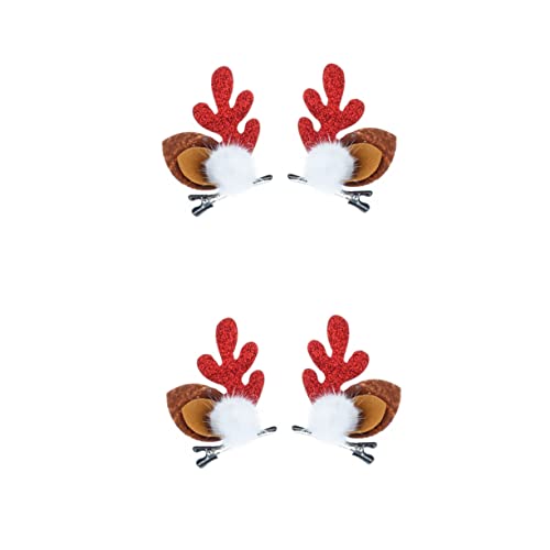 DEARMAMY 2 Paare Weihnachts Haarschmuck Teiliges Rentiergeweih Haarspangen für Frauen Komfortabel und Langlebig Festliche Party Haarklammern mit Antler Design von DEARMAMY