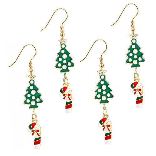 DEARMAMY 2 Paare Weihnachtsbaum Ohrhänger Weihnachts Schmuck Weihnachtsbaum Design Xmas Accessory Ohrringe Festliche Party Schmuck für Damen von DEARMAMY