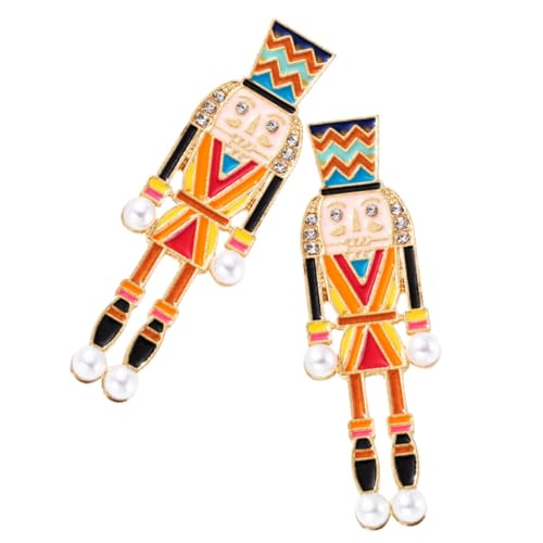 DEARMAMY 2 Paare Weihnachtsohrringe Damen Nussknacker Design Ohrschmuck Modisch Vielseitig Angenehm zu Tragen für Party Shopping Reise von DEARMAMY