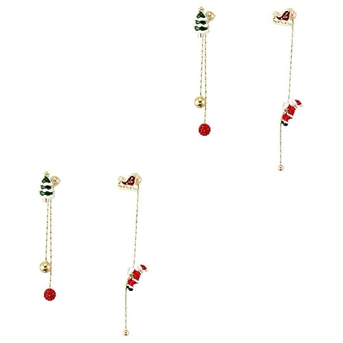 DEARMAMY 2 Paare Weihnachtsohrringe Damen Santa Ohrringe Baumelnde Weihnachtsmann Ohrhänger Festlicher Schmuck für Party Weihnachten Year Dating von DEARMAMY