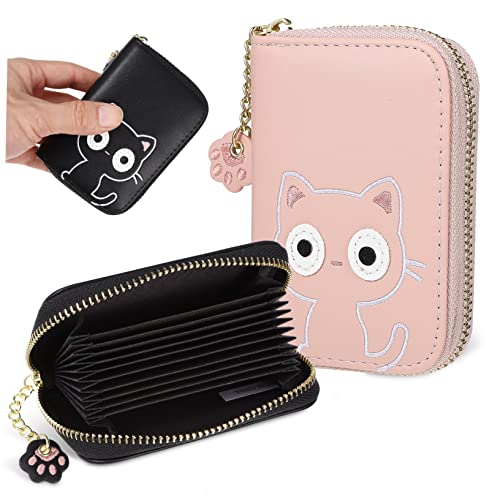 DEARMAMY 2stücke Kleine Katzenmuster Geldbörsen Kartenhalter Münzgeldbörse Mit Reißverschluss Kartenetui Für Damen Und Mädchen Aus Pu- Mit Kartenfächern Für Kleingeld Und Karten von DEARMAMY