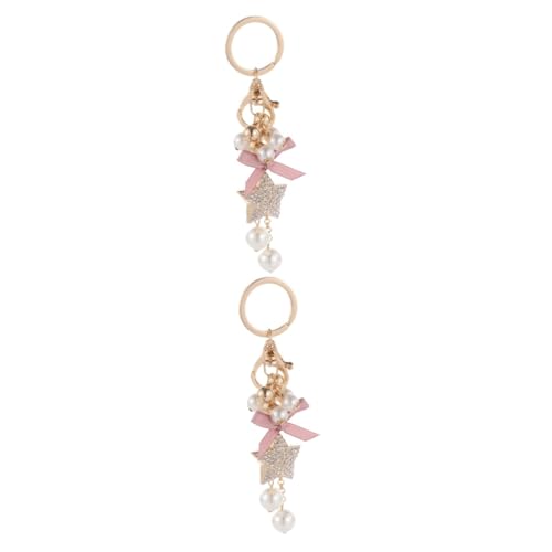 DEARMAMY 2 STK Schlüsselanhänger Taschenanhänger leuchtender Autoschlüssel Anhänger für Armbänder Schlüsselbund einhängebeschlag pkwanhänger Key Chain handystativ Schlüsselringe Metall Rosa von DEARMAMY