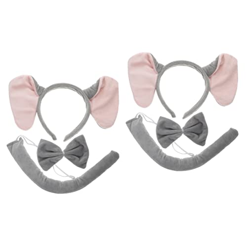 DEARMAMY 2 Sätze Elefantenohren Stirnband Set mit Fliege und Niedliche Tier Kostüm Accessoires aus Hautfreundlichem für Erwachsene für Cosplay Zoo und Dschungel Partys von DEARMAMY