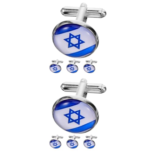DEARMAMY 2 Sätze Israelische Manschettenknöpfe Kleidung Schmuck Anzug Manschettenknöpfe Business-manschettenknöpfe Knöpfe Für Männliche Hemden Kleidungszubehör Zinklegierung 4 Stück * 2 von DEARMAMY