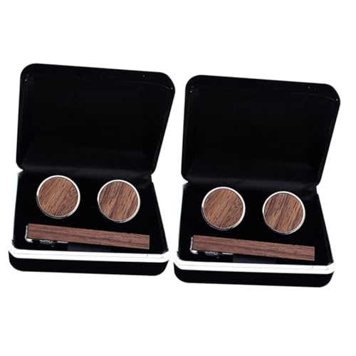 DEARMAMY 2 Sätze Manschettenknöpfe Mit Krawattennadel Vintage Für Männer Krawattennadel Für Männer Klassische Manschettenknöpfe Alte Manschettenknöpfe Kleidungsdekor Brown Nussbaum von DEARMAMY