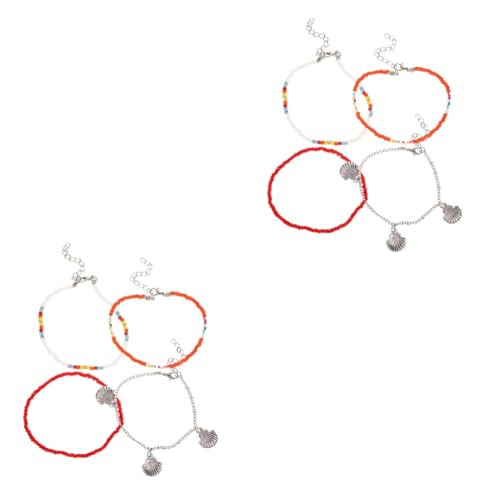 DEARMAMY 2 Sätze Schmuck Set Schmuckset Fußkettchen Mit Geburtstagsgeschenke Anklet Perlen-fußkettchen Für Frauen Sandalen Armbänder Für Frauen Knöchelschmuck Süßes Armband Harz 4 Stück * 2 von DEARMAMY