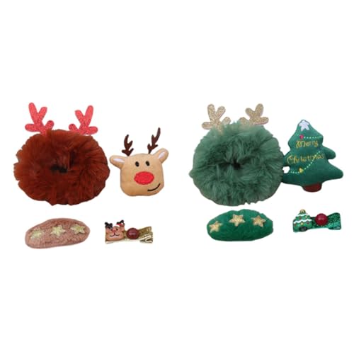 DEARMAMY 2 Sätze Weihnachtliche Haarnadeln Teiliges mit Niedlichen Rentier und Weihnachtsbaum Motiven Charmante Party Haarschmuck Accessoires für Mädchen Bequem und Einfach Anzulegen von DEARMAMY