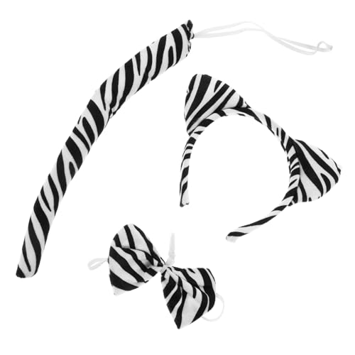 DEARMAMY 2 Sets Haarreifen Katzenohren Stirnband Halloween Kostüm Kopfbedeckung Lustige Partyhüte Affenohren Und Katzenohren Halloween Zebra Outfit Zebra Anzieh Tiger von DEARMAMY