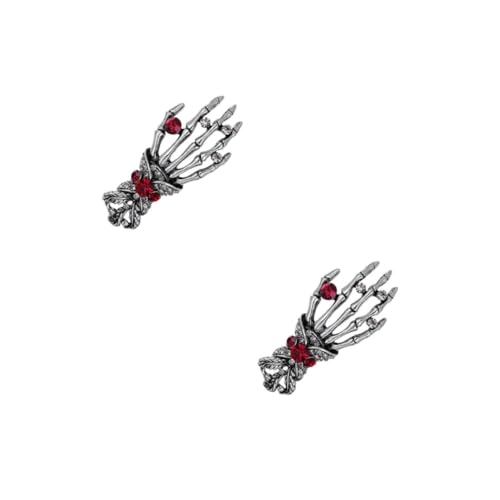 DEARMAMY 2 Stck Punk Stil Brosche Skelett Hand mit Funkelnden Strasssteinen Modisches Anstecknadel Accessoire für Anzug Vielseitig Tragbar bei Halloween Cosplay und Partys von DEARMAMY