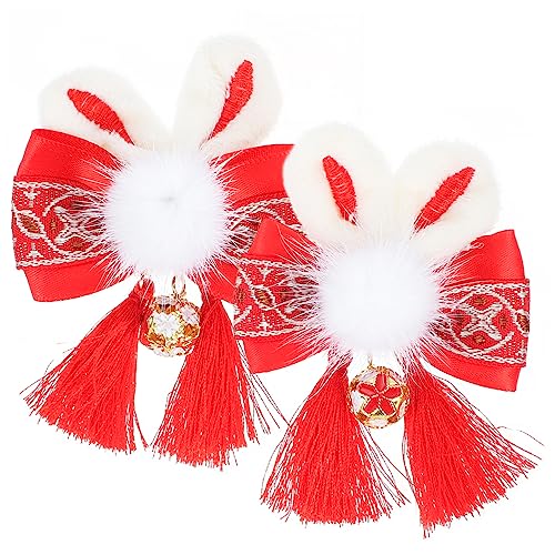 DEARMAMY 2 Stck Teiliges Hasenohren Haarspangen mit Tasseln Chinesischer Stil Schonend Haarschaden Dekorativ für Mädchen Geeignet für Alltag Fotoshootings Partys und Festliche Anlässe von DEARMAMY