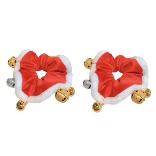 DEARMAMY 2 Stck. Weihnachtliches Haarband mit Glocken Rotes Fleece Haargummi Charmantes Haarschmuck Accessoire für Mädchen und Ponytails Modisch und Vielseitig Kombinierbar von DEARMAMY