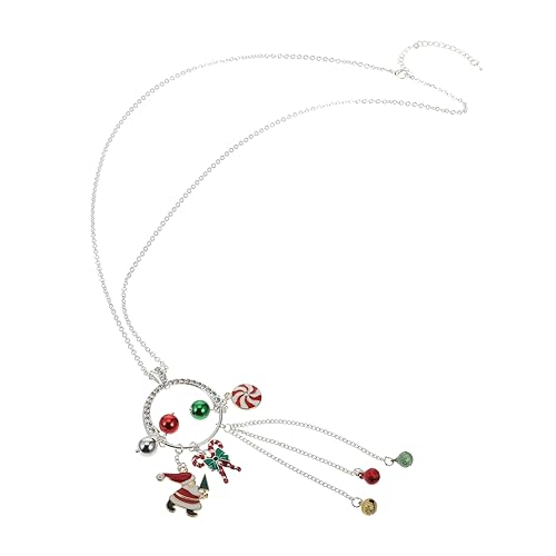 DEARMAMY 2 Stck. Weihnachtsmannmütze Anhänger Halskette aus Legierung mit Glocken Design Langlebig Modisch für Damen und Festliche Kostümdekoration von DEARMAMY