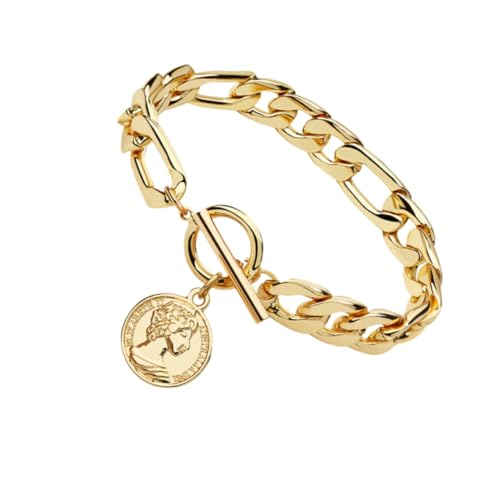 DEARMAMY 2 Stk Armband des menschlichen Kopfes Doppelketten-Fußkettchen Sommerarmbänder Münzarmbänder party accessoires goldene armschlinge Armband mit Anhänger Modisches Armband von DEARMAMY