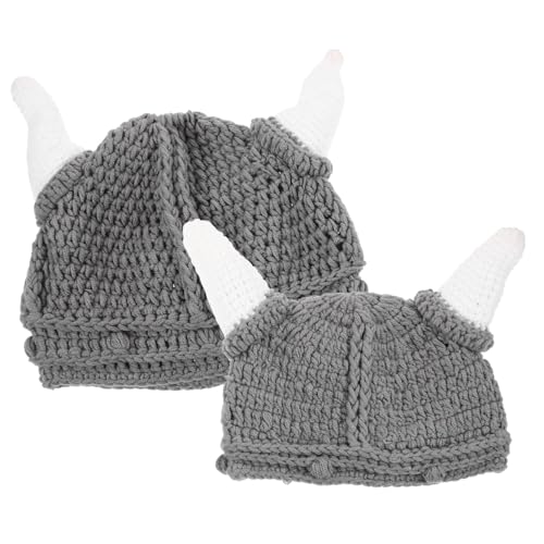 DEARMAMY Lustiges Hut-set 2-teilig Für Erwachsene Und Kinder Cosplay-mütze Für Partys Gestrickte Kopfbedeckung Aus Kuhhorn Bequem Und Warm von DEARMAMY