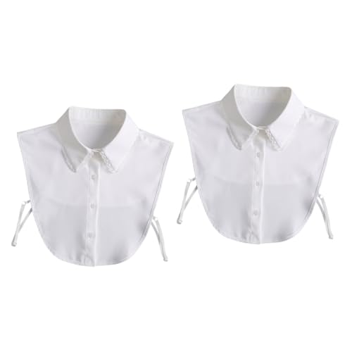 DEARMAMY 2stücke Damen Fake Kragen Aus Chiffon Weißer Spitzen-halskragen Für Blusen Abnehmbarer Dekorationskragen Für Elegante Outfits Für Jahreszeiten von DEARMAMY