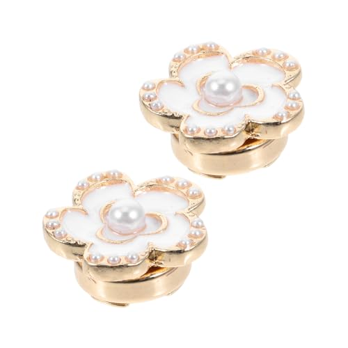 DEARMAMY 2 Stück Blumen Manschettenknöpfe Legierung mit Faux Perlen Knopf Clips für Damen Hemden Kleider Vielseitiges Schmuckzubehör für Formelle und Anlässe von DEARMAMY