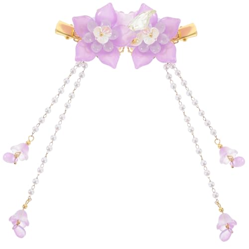 DEARMAMY 2 Stück Blumen Paar Haarschmuck Haarnadeln Damen Stil Form Elegante Perle Styling Dekorative Haarspangen Quasten Haarnadel Blume Quaste Haarspangen Kleine Haarspangen Harz von DEARMAMY