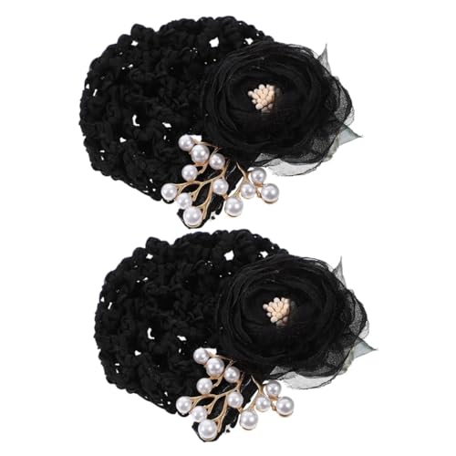 DEARMAMY 2 Stück Blumenkopfhaarclip Brötchen Netze Haarknotenklammern Für Frauen Haarzubehör Blumenhaarnetz Haarschmuck Haarknotenabdeckung Für Frauen Haarknotennetz Metall Schwarz von DEARMAMY