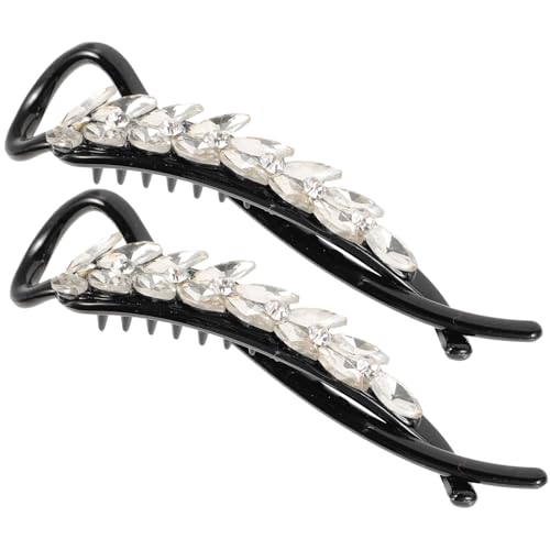 DEARMAMY 2 Stück Bobby Pins Haar Matte Bananenhaar Bananenhaarspangen Strass Damen Haarspange Kurz Stark Funkelnd Haarschmuck Für Mädchen Clips Für Haare von DEARMAMY