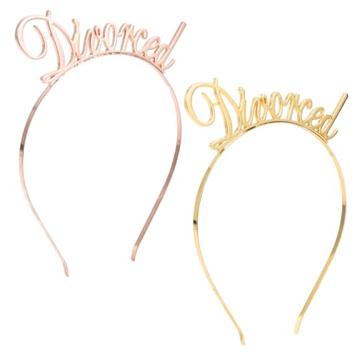 DEARMAMY 2stücke Goldene Metall-haarbänder Geschiedene Party-kopfschmuck Für Frauen Mädchen Und Bräute Leicht Und Langlebig Mit Roségold-varianten von DEARMAMY