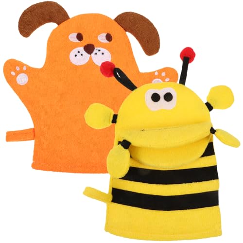 DEARMAMY 2 Stück Cartoon Badetuch Handschuh Für Gesicht Peeling Handschuh Für Erwachsene Peeling Hautpflege Tools Körperreinigung Duschzubehör Badehandschuh Badezubehör von DEARMAMY