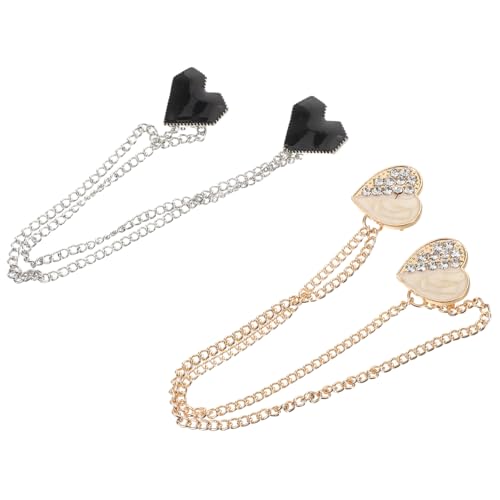 DEARMAMY 2stücke Strassbrosche Mit Herzform Und Quaste Brosche Aus Zinklegierung Mit Strasssteinen Reversnadel Für Damen Dekorative Brosche Mit Kette Für Schal Und Pullover von DEARMAMY