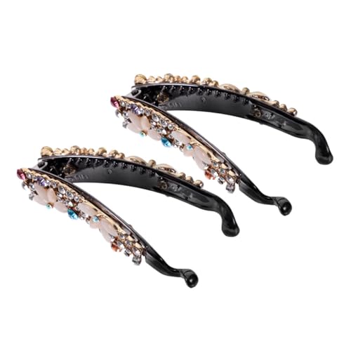 DEARMAMY 2 Stück Diamant-Haarspange lockig Banane Clips Haarklemme Haarschmuck für Damen Haarkamm-Clip Vintage Haarspangen Vintage Hair Accessoires Legierung Weiß von DEARMAMY