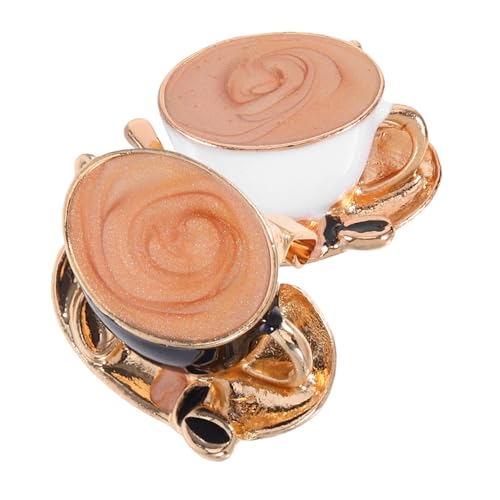 DEARMAMY 2 Stück Emaille-brosche: Kaffeetassen-brosche – Emaille-kunst-anstecknadeln – Dekorative Brosche, Süß Und Cartoon-design Für Damenpullover, Schals Und Rucksäcke von DEARMAMY