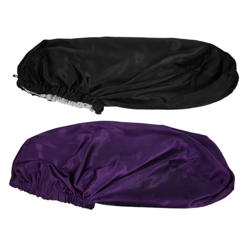 DEARMAMY 2 Stück Feste Farbnachtschmerzen Mädchen Friseur schlafhaube einfache Schlafmützen mit breiter Krempe Schlafmütze aus Satinstoff frau haarpflege hut Kappen aus Satinstoff von DEARMAMY