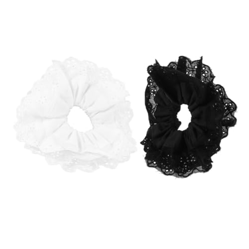 DEARMAMY 2 Stück Große Haargummis aus Spitze Doppelstöckige Elastische Haargummis für Dickes Haar Vielseitiges Haaraccessoire für Damen für Verschiedene Anlässe von DEARMAMY