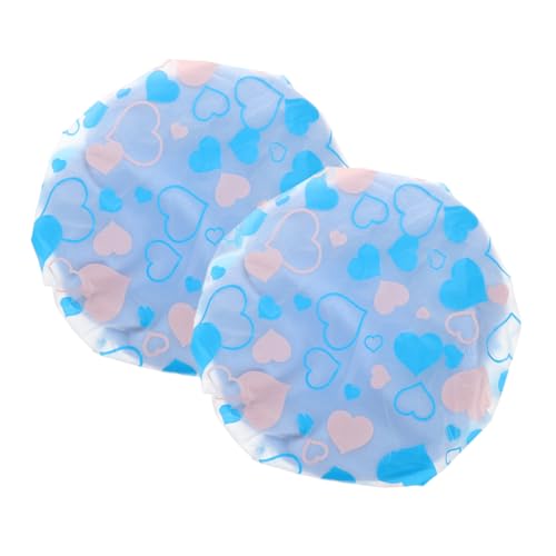 DEARMAMY 2 Stück Haarkappe Satinhaube Duschhaube Für Frauen Duschkappen Mütze Für Frauen Badehauben Für Damen Haarhaube Für Lockiges Haar Schlafmützen Für Damen Haarduschhut Eva Sky-blue von DEARMAMY