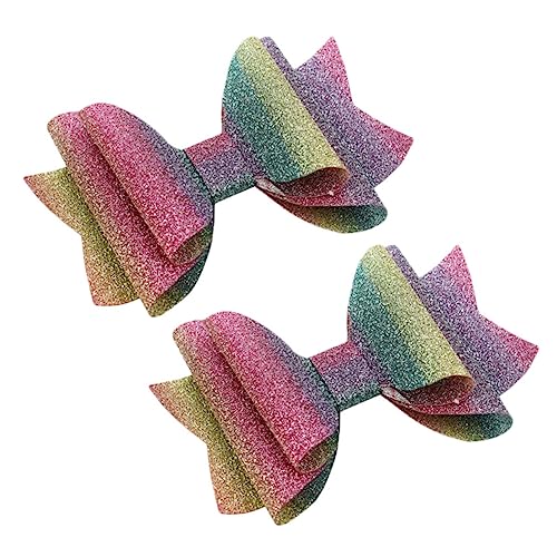 DEARMAMY 2 Stück Haarklammern Regenbogenfarbverlauf Schleifen Haarspangen für Damen und Haarschmuck Accessoire für Partys und Besondere Anlässe von DEARMAMY