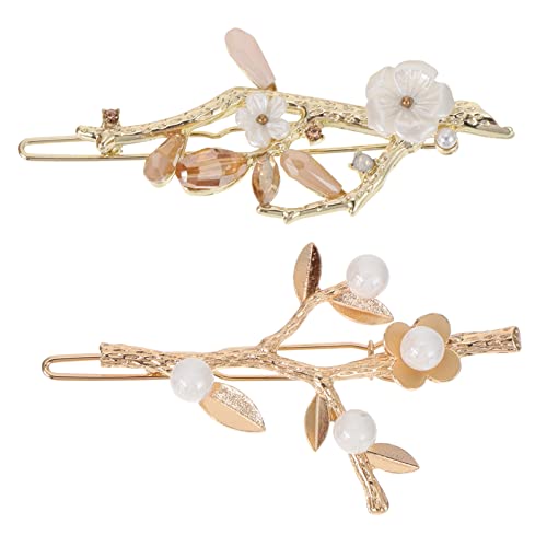 DEARMAMY 2 Stück Haarklammern mit Blumen und Perlen für Damen Charmante Haaraccessoires für Verschiedene Frisuren für Besondere Anlässe und Feiertage von DEARMAMY