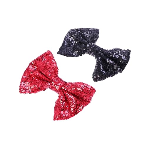 DEARMAMY 2stücke Haarnadeln Mit Schleife Und Pailletten Haarspangen Für Junge Mädchen Und Mädchen Robustes Material Lichtecht Und Verformungsbeständig in Rot Und Schwarz von DEARMAMY