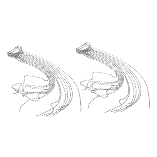 DEARMAMY 2stücke Haarspangen Mit Strassquaste Ketten Pferdeschwanz-haarmanschette Dekoratives Haarmanschetten-zubehör Für Frauen Pferdeschwanz-frisuren von DEARMAMY
