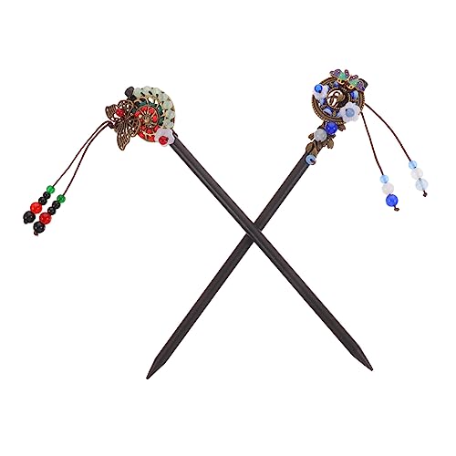 DEARMAMY 2 Stück Haarschmuck Haarstäbchen mit Quaste und Schmetterling für Hochsteckfrisuren Vintage Haarnadel Zubehör für Damen für Hochzeiten und Partys von DEARMAMY