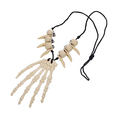 DEARMAMY 2 Stück Halloween Halskette mit Schädel und Handknochen Anhänger Retro Schmuck für Halloween Party Gruselige Deko Accessoire für Kostüm und Alltag Geschenkidee für Freunde und von DEARMAMY